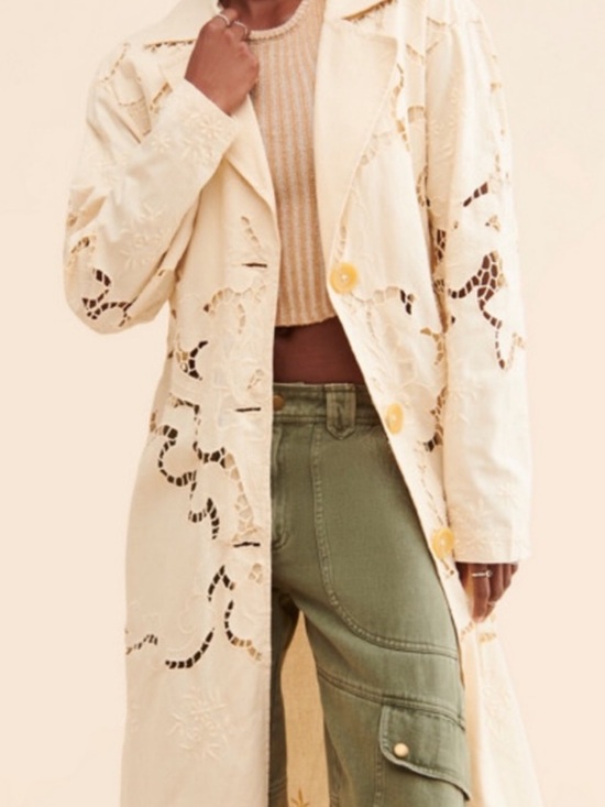 Free People Jackets & Blazers - Free People Susanna Eyelet Cream Duster Medium